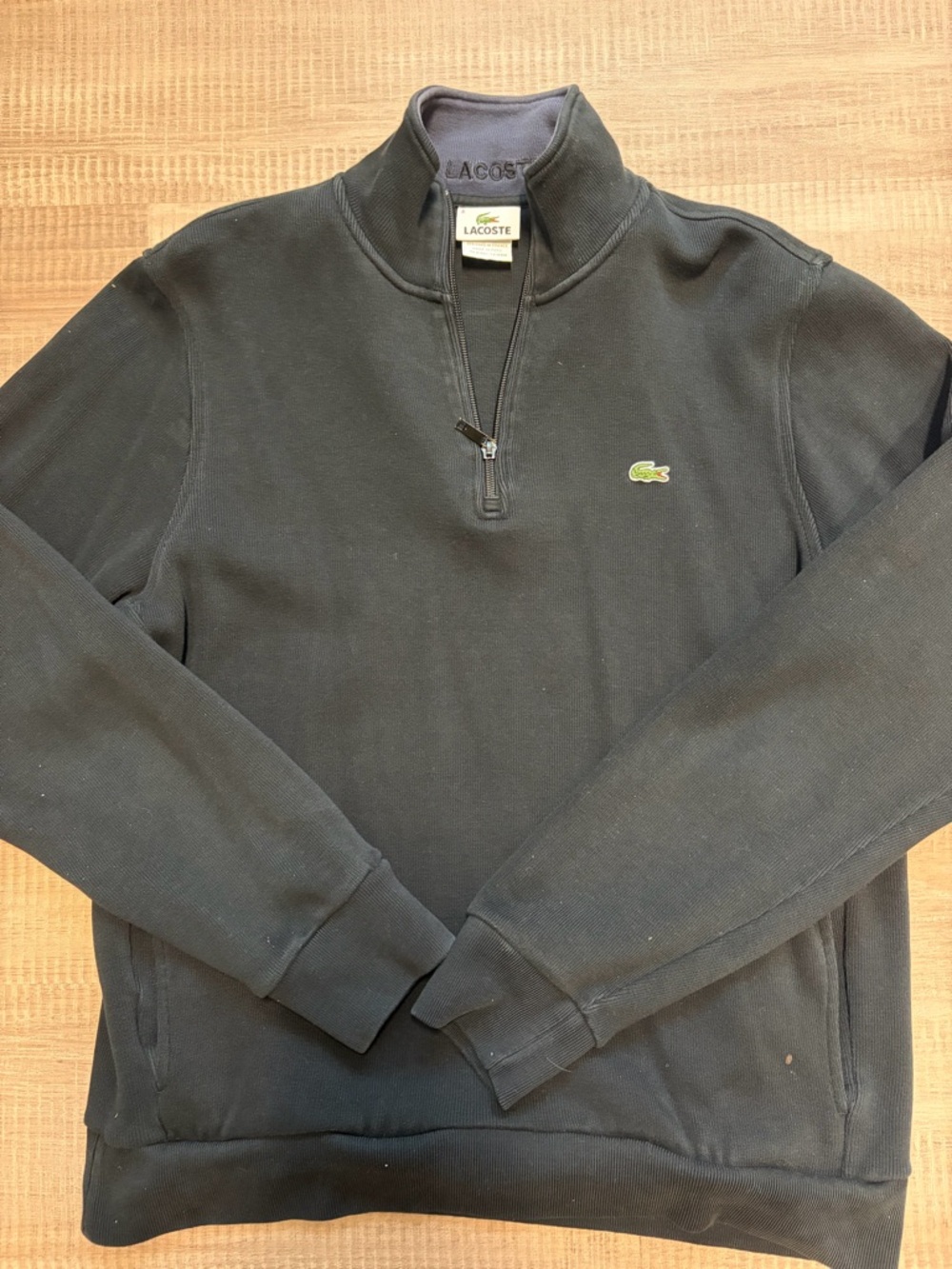 Lacoste Men's Dark Black Half-Zip Sweatshirt with Logo